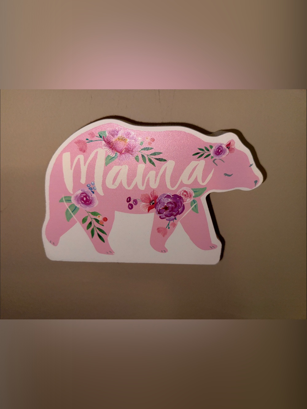 Mama Pink Floral Bear  Wall Decor